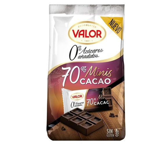 מארז מיני שוקולדים 70% קקאו 144 ג' ללא סוכר VALOR